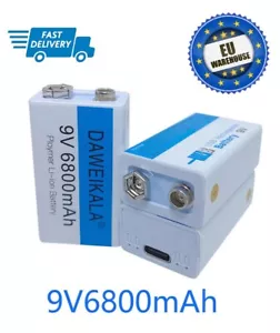 Batería recargable de litio 9V 9 voltios Li-ion + cable de carga USB USB C nueva - Imagen 1 de 7