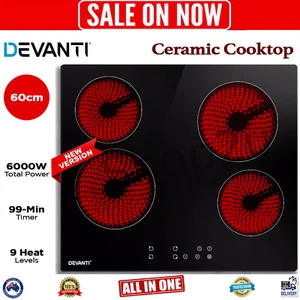 Electric Ceramic Cooktop 60cm Ceramic Glass 4 Zones Stove Cook Top Cooker 4 stov - Picture 1 of 8