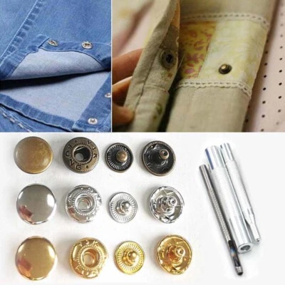 30 Sets Metal Press Studs Snap Button Fastener Leather Clothing DIY Accessories - Image 1 of 4
