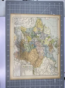 Tear 1648 Central Europe 1920's Antique Color Map Folded Frameable Wall Art - Picture 1 of 5