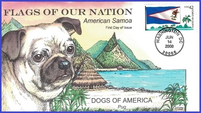 USA1 #4276 U/A COLLINS HAND PAINTED FDC   American Samoa Flag - Image 1 of 1