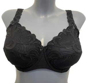 Schwarzer Spitzen BH 38E Bügel Cups ungepolstert breite stützende Träger hübsch - Bild 1 von 7