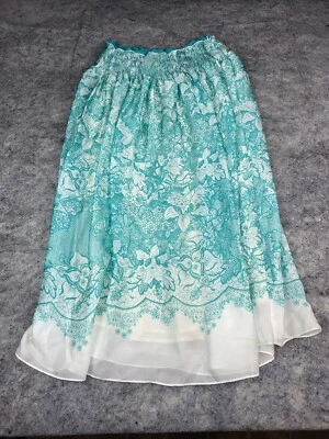 Saia transparente verde média feminina Soft Surroundings forrada maxi floral boêmia - Imagem 1 de 4