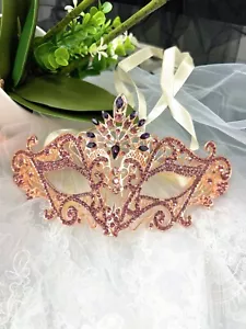 Masquerade Mask for Women, Purple Mask, Rhinestone,Venetian Party, Wedding, Prom - Picture 1 of 2