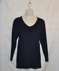 Linea by Louis Dell'Olio Whisper Strickpullover mit V-Ausschnitt Größe 1X marineblau - Bild 1 von 2