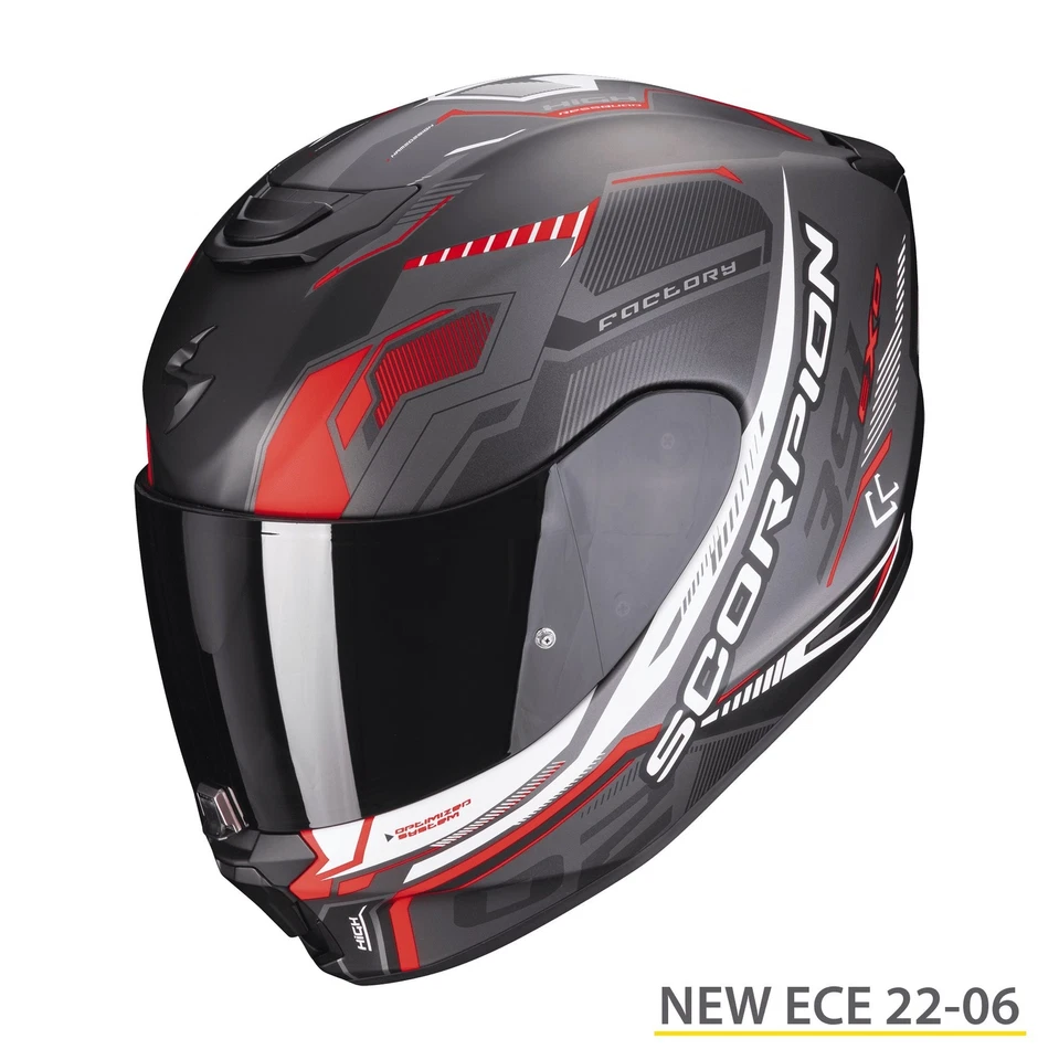 NEU Scorpion Motorradhelm EXO-391 Haut matt schwarz-silber-rot Größenwahl - Bild 1 von 1