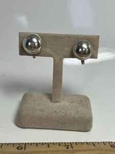 Vintage Sterling Silber runde Kuppel Clip-on Ohrringe - Bild 1 von 6