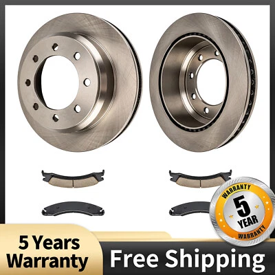 344.7mm Rear Disc Brake Rotors Ceramic Pads For Ford E-150 E-250 2008 2009-2014 - Image 1 of 4