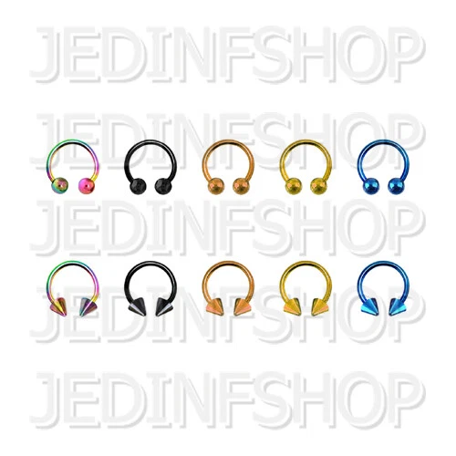 Circular Bar Horseshoe Ring | 1.2mm (16g) - 6mm | Titanium Anodised - Ball Spike - Image 1 of 1