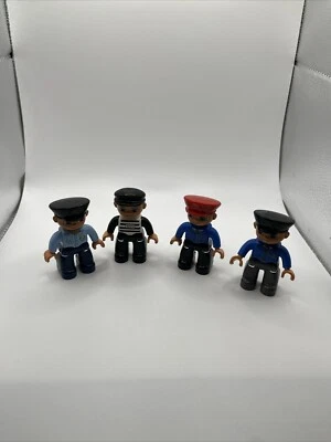 Lego Duplo Figure Lot 4 pieces TRAIN CONDUCTOR , PRISONER  N 2 Police  SEE - Image 1 of 4