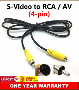1.5M S-VIDEO TO RCA AV CABLE DVD CORD SVHS S-VHS M/M TV 4PIN GOLD MALE CORD AU - Picture 1 of 3