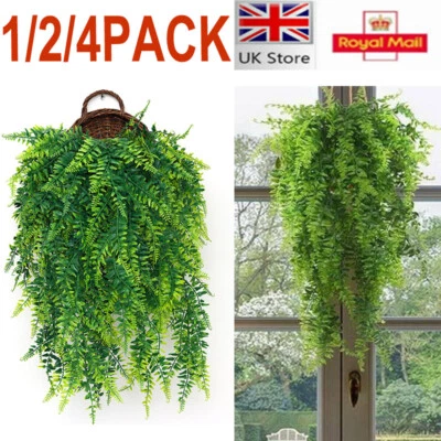 4x Artificial Plant Hanging Fake Macrame In Pots Fern Succulent Large Plants Set - Image 1 of 4