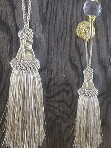 Key Tassel with woven head - Gold Cream 16cm - Picture 1 of 1