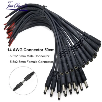 Male Female Connector 14AWG DC Power Socket Jack Cable Plug Wire 50cm /19.68 in - Image 1 of 4