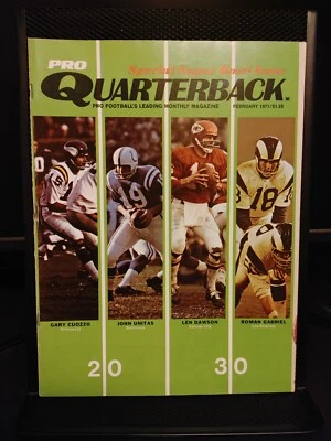 Pro Quarterback February 1971 Johnny Unitas Len Dawson w/backing & sleeve - Image 1 of 4