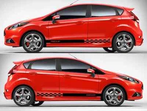 Ford Fiesta Side Stripes Graphics Decals Both Sides Any Year Checked - Picture 1 of 4