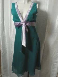 C.W.E.L.A Lovely Cocktail Party Dress  Chiffon Emerald  Green Sleeveless Size 8 - Picture 1 of 14