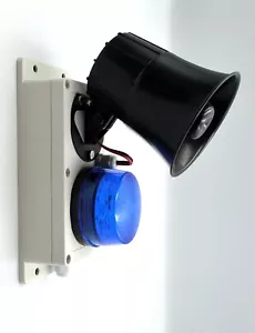 Outdoor Alarm Siren And Strobe. 12v Blue Flashing Strobe And Two Tone Siren - Picture 1 of 4