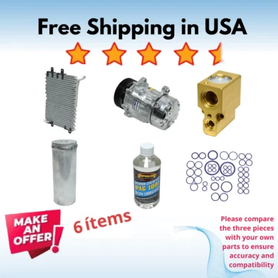 Compressor, Condenser & Valve A/C Fit Volkswagen Golf 2002-2005 - Image 1 of 4