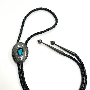 Bolokrawatte Sterlingsilber Türkis geflochtenes Leder - Bild 1 von 8