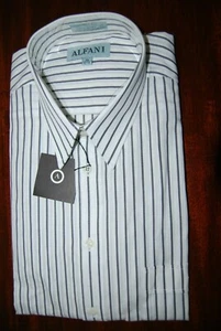 NEW UNUSED ALFANI MEN'S WHITE & GRAY STRIPED DRESS LONG SLEEVE SHIRT 16 32 33 - Picture 1 of 3