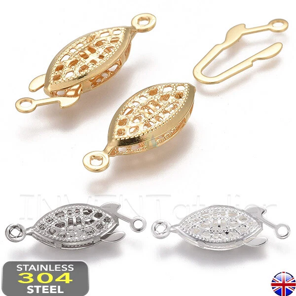 304 Stainless Steel Box Filigree Clasps 1 Strand  Necklace Bracelet _250. - Image 1 of 1