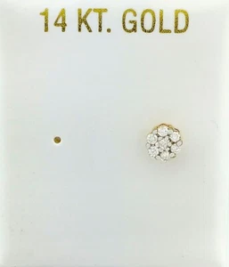 GENUINE DIAMOND STUD *Single* EARRING 14k GOLD - New With Tag - SCREW BACK - Picture 1 of 4