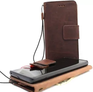 Genuine Leather Case for Samsung Galaxy Note 9 Handmade Cover Book Detachable ID - Foto 1 di 11