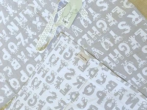 PEACOCK ALLEY $135 NWT LUXURY JACQUARD BABY BLANKET 100% COTTON GREY ALPHABETS - Picture 1 of 8