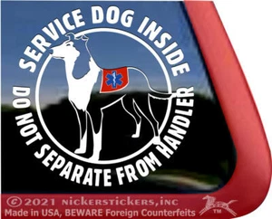 Service Dog Inside | High Quality Vinyl Smooth Collie Window Decal - Picture 1 of 3