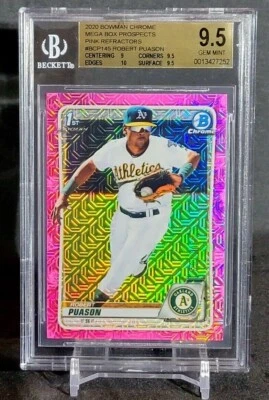 ROBERT PUASON 2020 BOWMAN CHROME MEGA BOX PROSPECT PINK REFRACTOR #/199 BGS 9 - Image 1 of 2