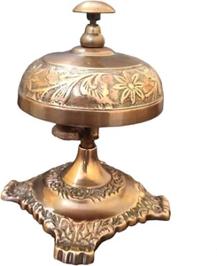 Campana de mesa de latón antigua campana de servicio de llamadas náuticas campana vintage hogar, oficina - Imagen 1 de 6