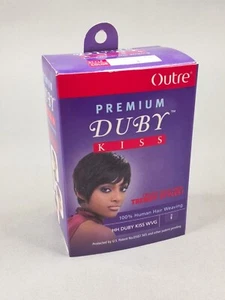4" Duby Kiss #1 Jet Black Outre Premium 100% Echthaar Weben Wvg Kurzlook - Bild 1 von 7