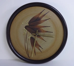 Vintage Wall Clock Handmade Ceramic Abstract Art Round Interior Design MCM 23cm - Picture 1 of 10