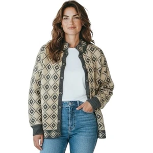 Suéter Cárdigan Hallet San Francisco Genuino Alpca Talla M Gris y Crema Perú - Imagen 1 de 14