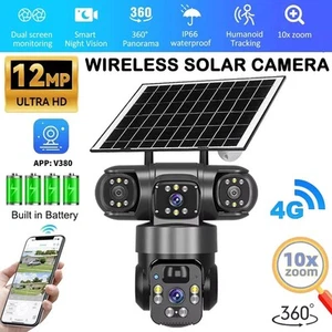 12MP IP Solar Power Security Camera Wireless 4G LTE CCTV PTZ Outdoor IR IP66 NEW - Picture 1 of 10