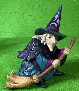 Jim Shore Halloween Mini ~ WITCH (Holding A Broomstick) ~ 3.5" Figurine - Picture 1 of 11