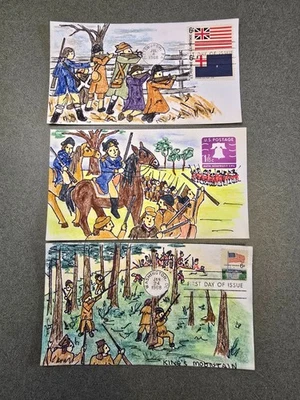 Lot of 2 FDC and 1 UC with Kate Hayden cachet, Amer. Rev. battles in the south - Image 1 of 3