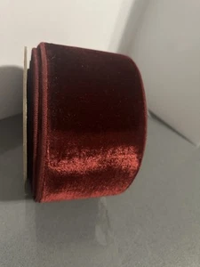 10 Yds - 4” D Stevens Wired Red Velvet Ribbon - Picture 1 of 3