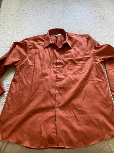Geoffrey Beene Hombres Manga Larga Camisa Abotonada Naranja-Marrón Talla XL 17.5 36/37 - Imagen 1 de 7