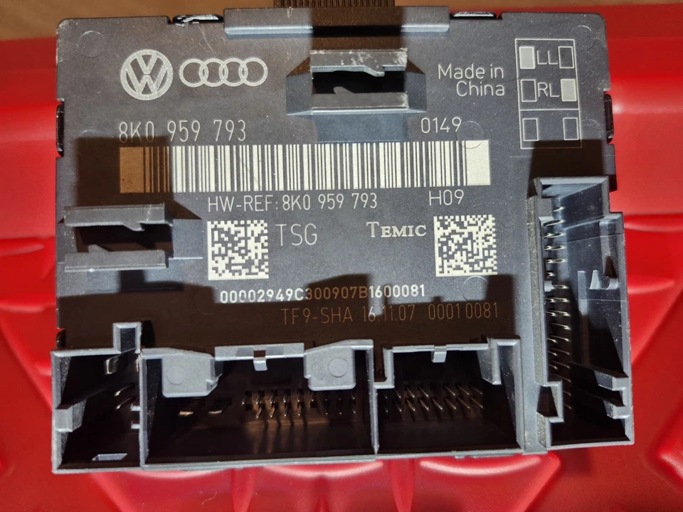 09 AUDI A5 3.2 QUATTRO COUPE B8 DOOR CONTROL MODULE FRONT LEFT DRIVER 8K0959793 - Image 1 of 2