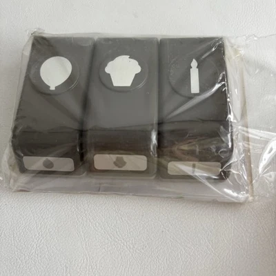 Stampin Up! “Party Punch Pack” Mini Punches 3 Pc Candle Cupcake Balloon NEW - Imagem 1 de 4