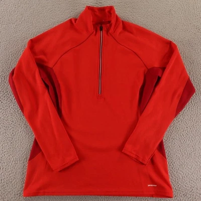 Patagonia 套衫女式 L 红色 Capilene 2 Polartec Power Dry 半拉链衬衫 — 第 1/4 张图片