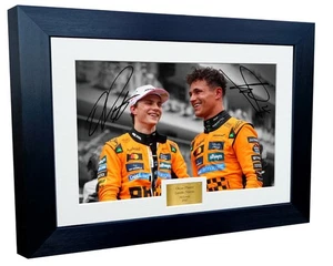 Signed Oscar Piastri Lando Norris Formula 1 F1 Autograph Photo Picture Frame A4 - Picture 1 of 2