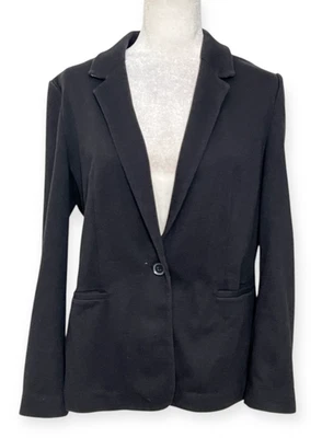 Chaqueta Blazer Express Para Mujer Negra Un Botón Talla L Mezcla Algodón Tejido Elástico Foto 1 de 4