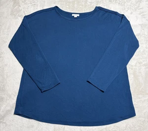 Pure Jill Top Womens Large Blue Rayon Stretch Long Sleeve Soft Knit Casual - Picture 1 of 7