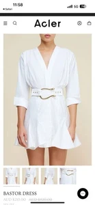 ACLER BASTOR DRESS WHITE LONG SLEEVE GOLD DETAILING DRESS SIZE 14 - Picture 1 of 6
