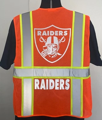 🦺 LAS VEGAS RAIDERS TWO TONE SAFETY VEST W/ POCKETS REFLECTIVE LOGO SIZE M-5XL - Image 1 of 4