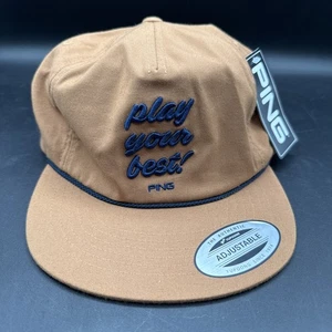 NEU Ping SensorCool Play Your Best Golfmütze Kappe braun Leder Strapback Yupoong - Bild 1 von 10