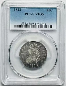 1822 P Capped Bust Quarter Dollars PCGS VF-35 - Picture 1 of 2